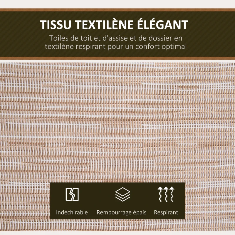 Outsunny Balancelle de Jardin 3 Places Grand Confort Toit Inclinaison réglable épais Coussins Amovibles Polyester Acier époxy Beige