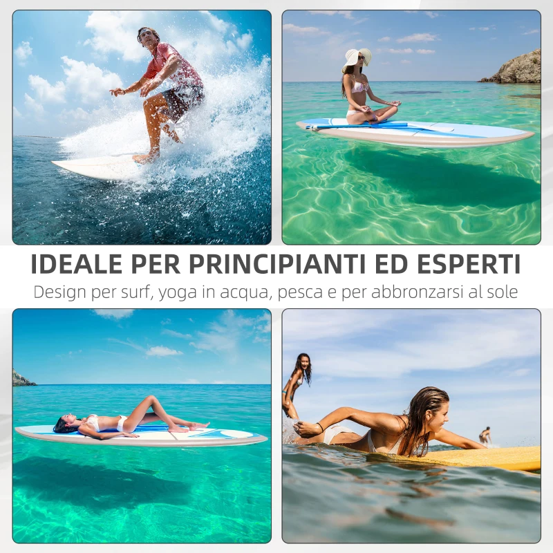 HOMCOM Tavola SUP Gonfiabile Stand Up Paddle con Pagaia Regolabile, Tavola da Surf con Accessori Inclusi, Blu 305x76x10cm