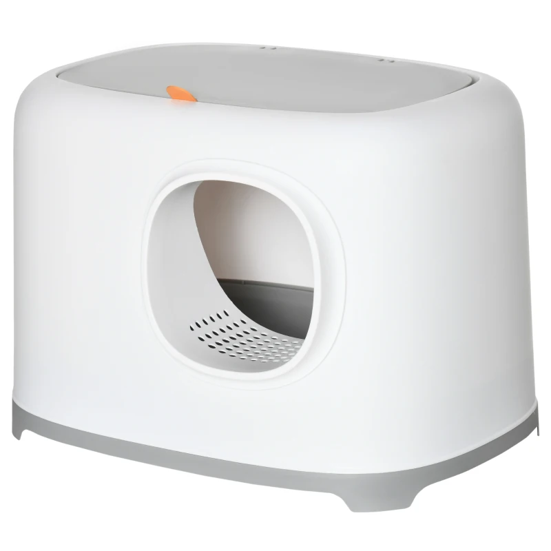 PawHut Katzenklo mit Deckel Katzentoilette mit Haube Schaufel Gitterboden XXL Katzentoilette für Katzen bis 5 kg 55 x 40 x 39 cm Weiß