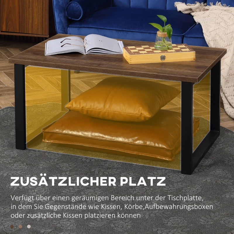 HOMCOM Couchtisch im Industriedesign, Beistelltisch, Stahl + MDF,  Braun + Schwarz