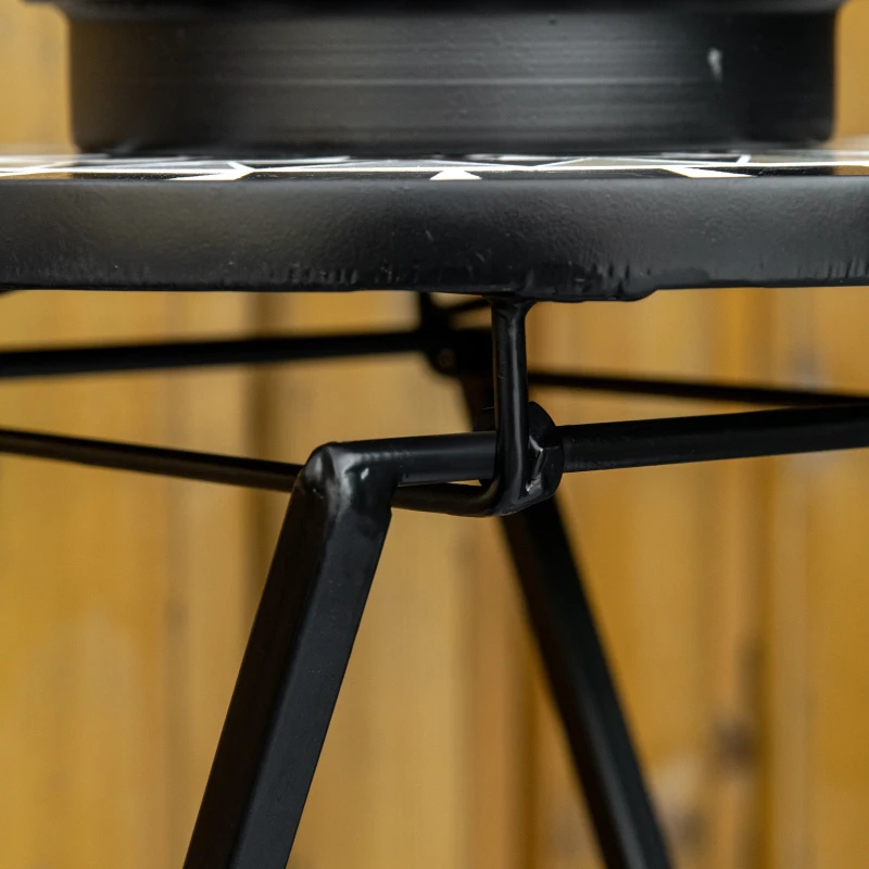 Outsunny Pflanzenständer Ø36 x 67 cm Blumenständer Pflanzenhalter klappbar rund für Balkon Steinmosaik Garten Indoor Outdoor mehrfarbrig