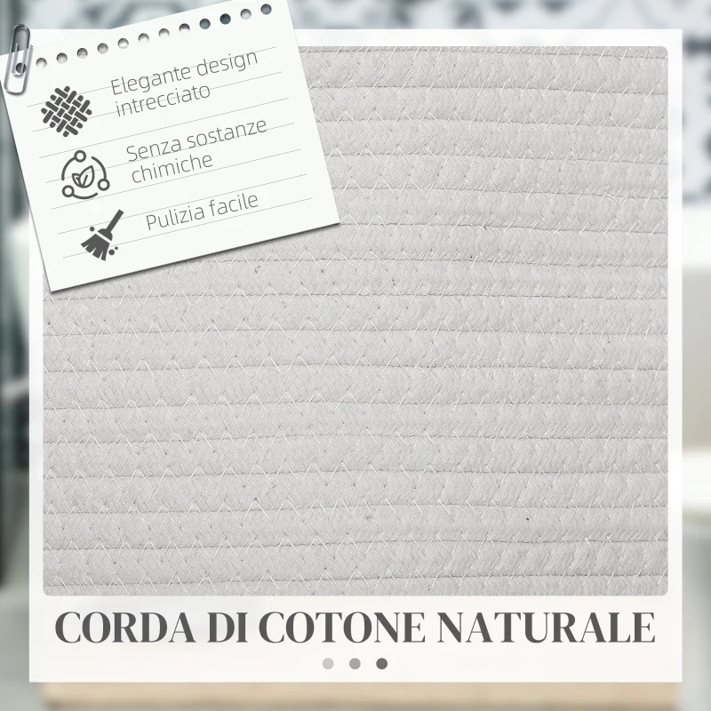HOMCOM Cesto Portabiancheria da 88L Portatile e Pieghevole con Manici in Cotone Naturale, Ø56x35.5 cm, Crema