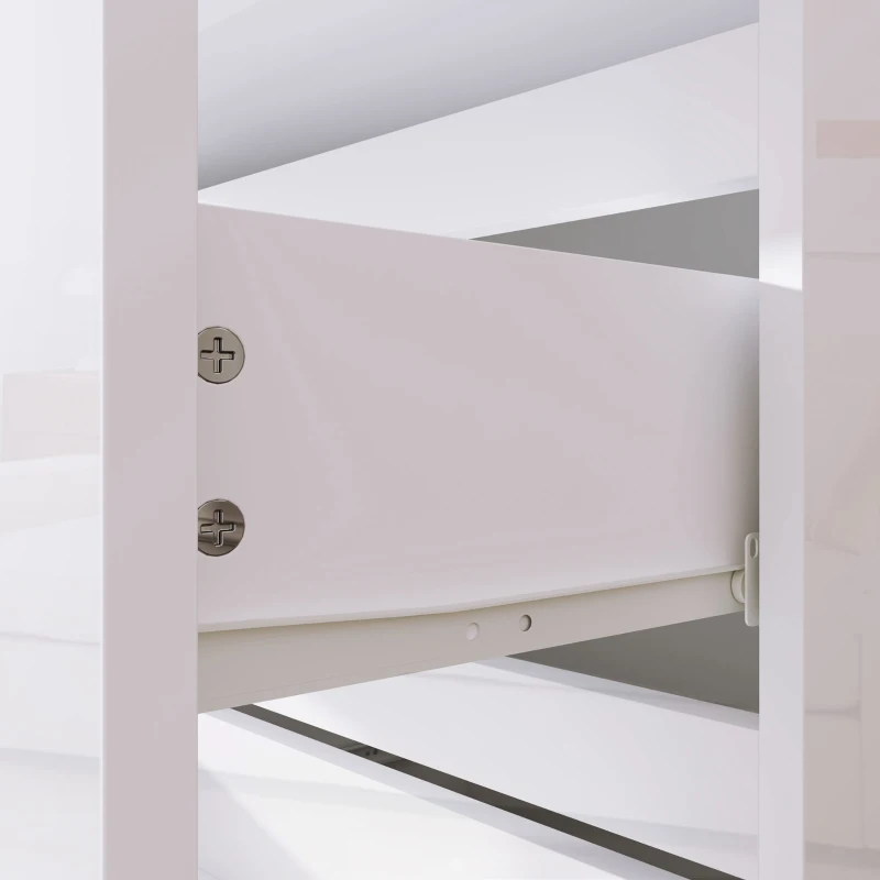 HOMCOM Cómoda con 4 Cajones Diseño Anti-vuelco Cajonera para Salón Pasillo 55x33x80 cm Blanco Brillante(m-8)