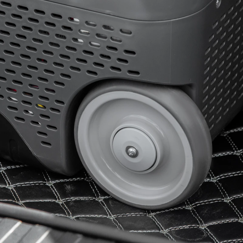 Outsunny Glacière élétrique portable congélateur et réfrigérateur avec 2 zones - contenance 45 L avec roues, poignée télescopique, 12/24 V DC et 110-240 V AC