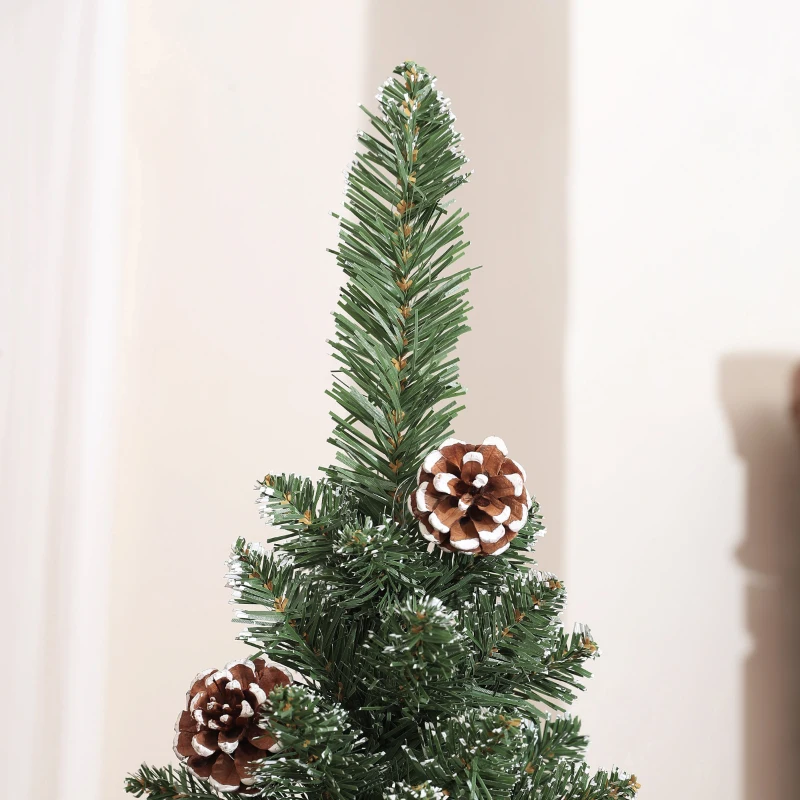 HOMCOM Árbol de Navidad Artificial 150 cm con 395 Ramas 30 Piñas y Soporte de Metal Árbol Navideño para Salón Interior Verde