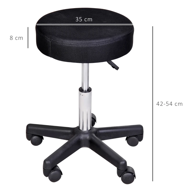 HOMCOM Hydraulic Swivel Salon Spa Stool Height Adjustable Facial Massage Tattoo with 3 Changeable Seat Covers, Black