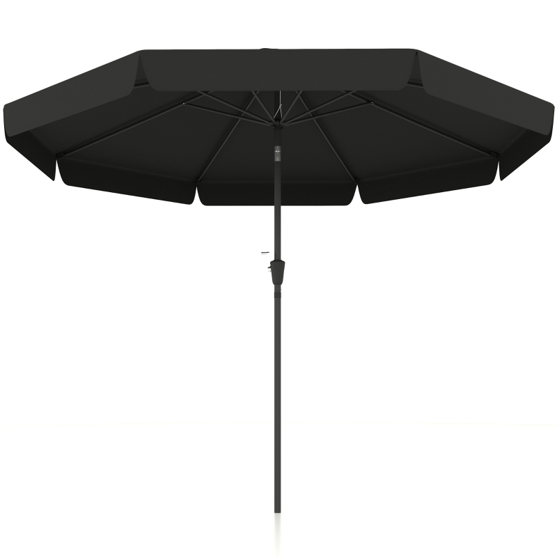 Outsunny 2.7m Patio Parasol Garden Umbrellas Outdoor Sun Shade Table Umbrella with Tilt, Crank, 8 Ribs, Ruffles, Black