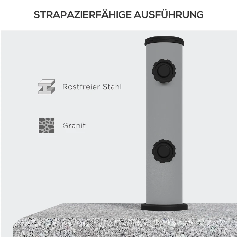 Outsunny Sonnenschirmständer aus Granit, 28 kg, Räder, für Schirmmasten 32/38/48mm, Grau