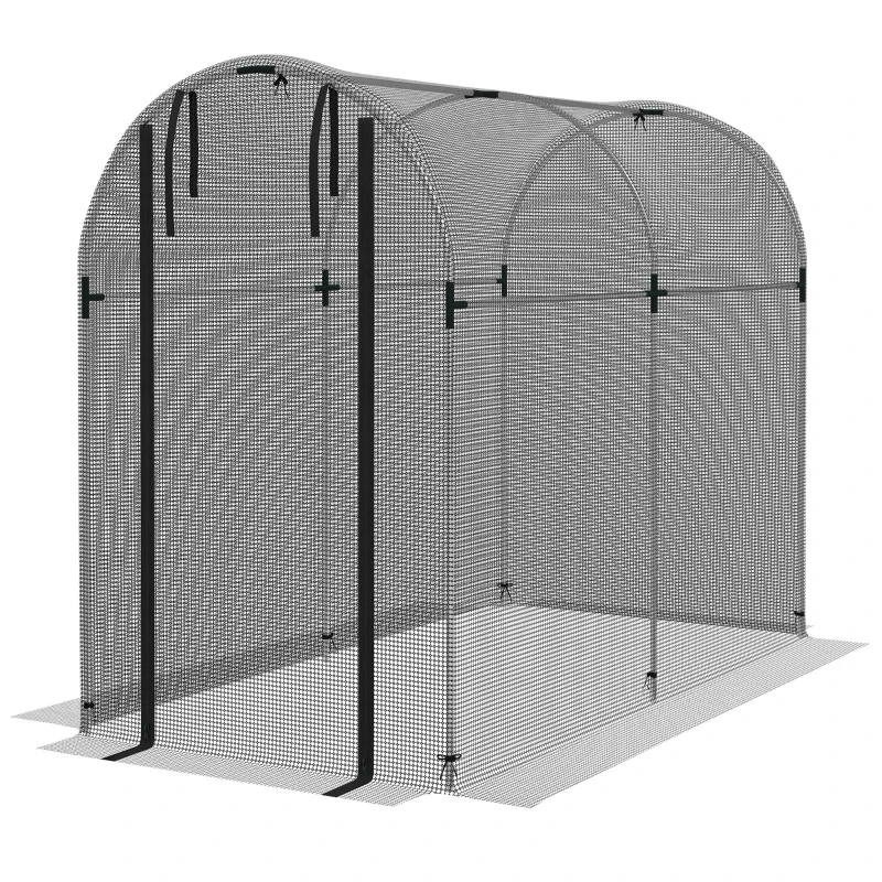 Outsunny Invernadero con 1 Puerta con Cremallera Soportes y Anti-UV para Proteger las Plantas 120x240x188 cm Negro