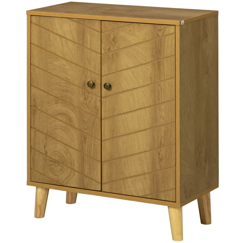 HOMCOM Mobile Multiuso Stile Vintage in Legno con Due Ripiani interni, 60x30x76cm