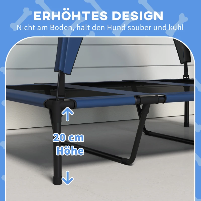 PawHut Hundebett Outdoor-Hundebett, wetterbeständig, erhöhtes Gestell, 106 x 76 x 94 cm, Dunkelblau