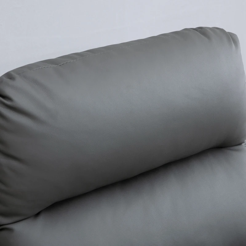 HOMCOM Sillón Relax Reclinable Sofá Relax Tapizado en PU con Reposapiés Retráctil para Dormitorio Salón 65x89x100 cm Gris