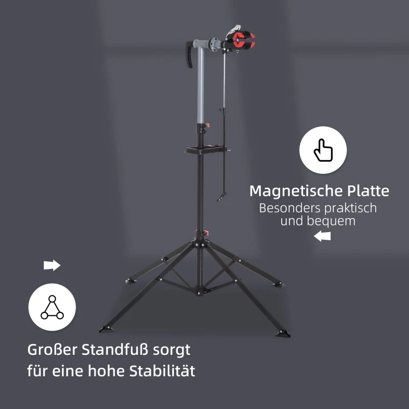 HOMCOM Fahrradmontageständer Zentrierständer Fahrradständer Reparaturständer vierbeinig mit Werkzeugablage