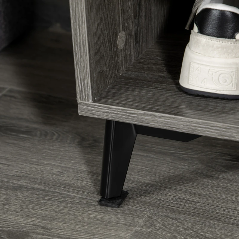 HOMCOM Perchero con Zapatero Perchero Entrada Recibidor con 3 Ganchos 2 Puertas 2 Compartimientos y Estante 60x34x170 cm Gris