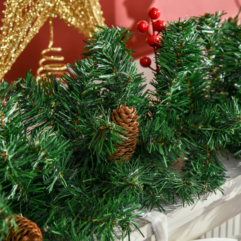 HOMCOM Lot de 4 pièces décoration de Noël Lumineuse 1 Couronne + 1 Guirlande + 2 sapins de noël