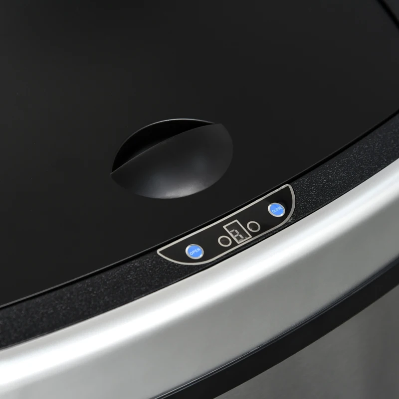 HOMCOM Pattumiera Cestino Bidone con Coperchio a Sensore ad Infrarossi per Cucina Bagno Capacità 58L in Acciaio ABS 40.9 × 28.9 × 68cm