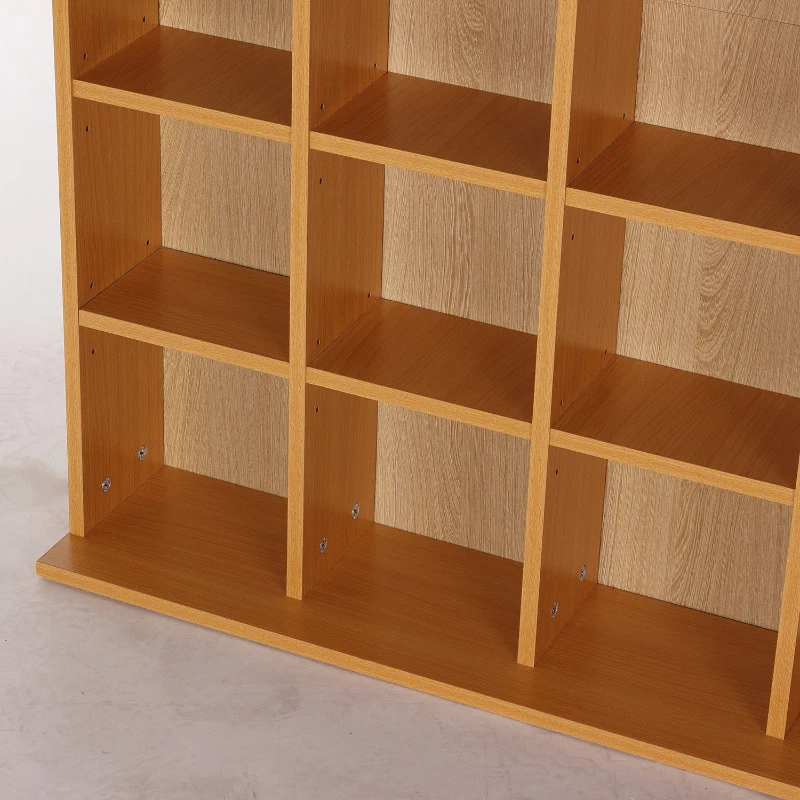 HOMCOM Mobile Porta CD con Ripiani Regolabili, Scaffale Porta 456CD/336DVD Salvaspazio in Legno, Mobile Portacd con 24 Scomparti, per Soggiorno, Camera da Letto, Ufficio, 89x20x130.5 cm, Color Faggio