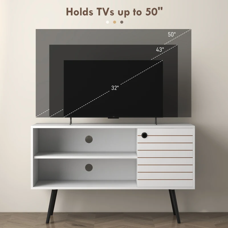 HOMCOM Duo Storage TV Unit, with Striped Door - White