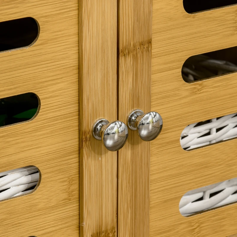 HOMCOM Carrello da Cucina con Cassetto, Armadietto e Cestino Estraibile in Legno con Ruote Girevoli, 66x36x79cm