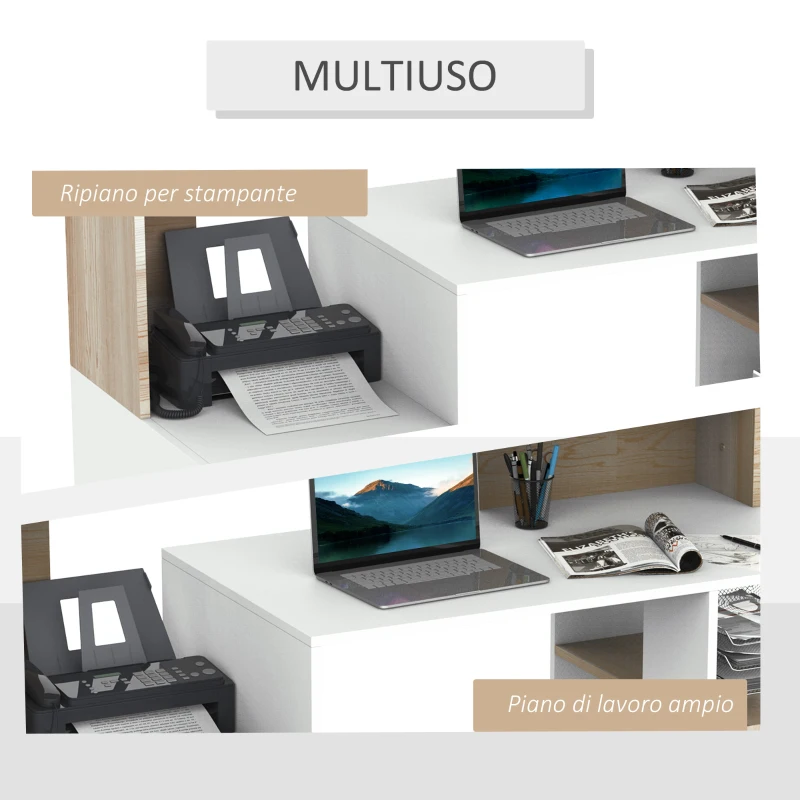 HOMCOM – Moderna Scrivania per Computer con Ripiani in Legno MDF 137 x 55 x 92cm