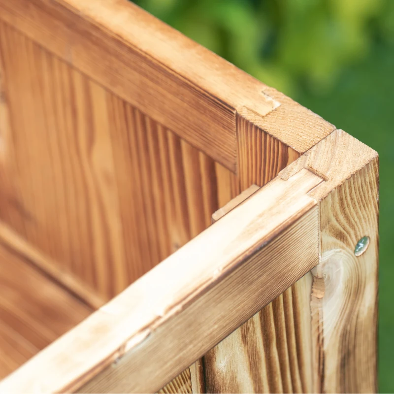 Outsunny Huerto Urbano de Madera 120x60x81 cm Jardinera Elevada para Cultivo de Plantas Flores Mesa de Cultivo con Estante Inferior para Jardín Terraza Exterior Carbanizado