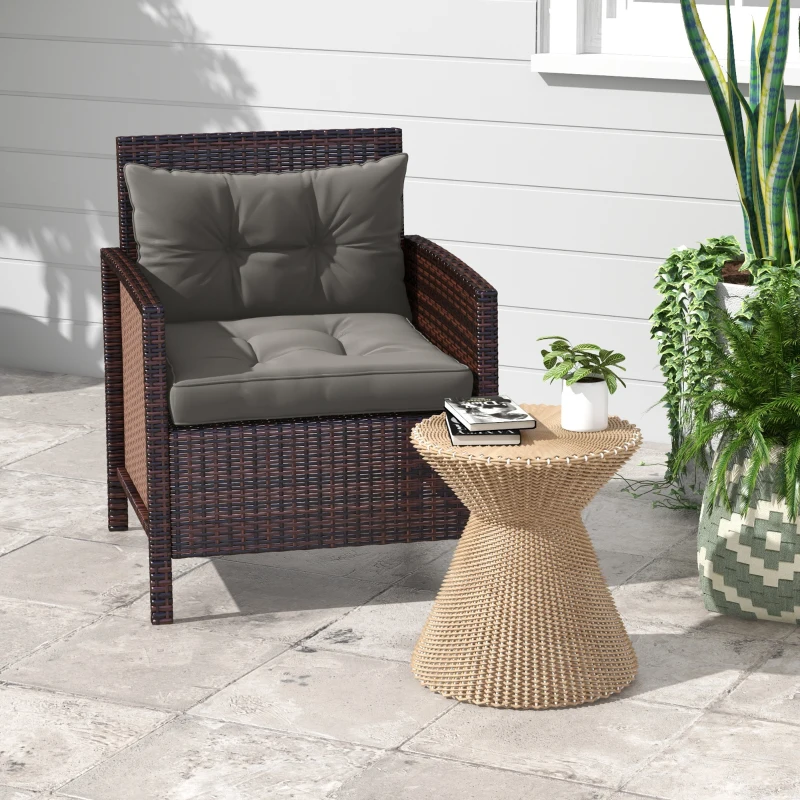 Outsunny 2er-Set Polsterauflage Gartenmöbelsitzkissen Sitzauflage, wetterbeständig, Knopfheftung, 60 x 60 x 10 cm, Grau