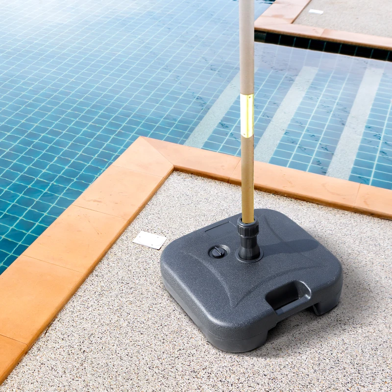 Outsunny Base per Ombrellone da Giardino in HDPE, Basamento per Ombrellone con Maniglia, Supporto per Ombrelloni con Pali Ø38mm, Riempibile con 20 kg di Acqua e 30 kg di Sabbia, Nero