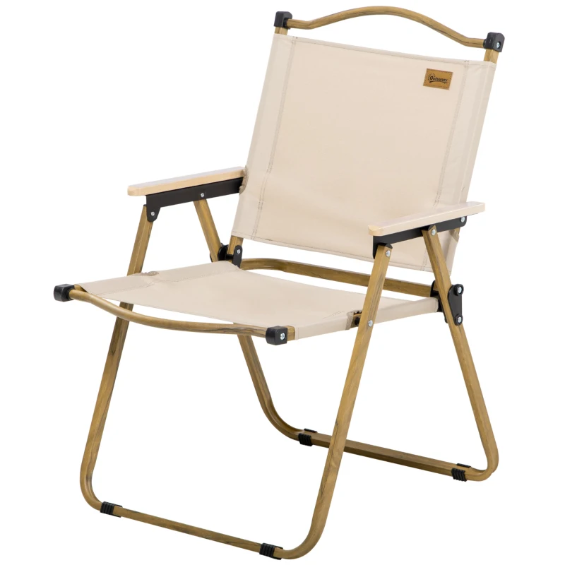 Outsunny Camping Chair for Adults, Lightweight Folding Chair, Portable Chair for Camping, Fishing, Beach and Outdoor Travel, Khaki