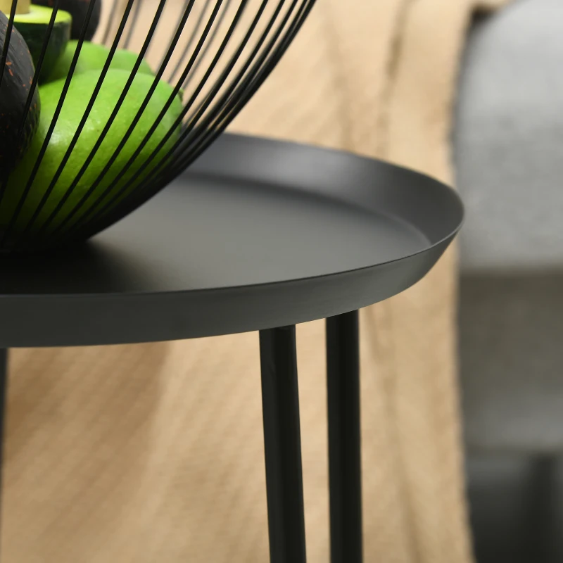 HOMCOM 2er-Set Beistelltische im Skandi-Design, Couchtische, Haarnadelbeine, Schwarz