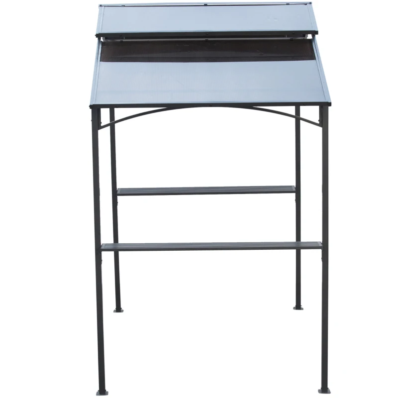 Outsunny Grillpavillon mit Flammschutzdach BBQ-Pavillon mit 2 Ablagen 2,5 x 1,5m Stahl PC Schwarz+Braun