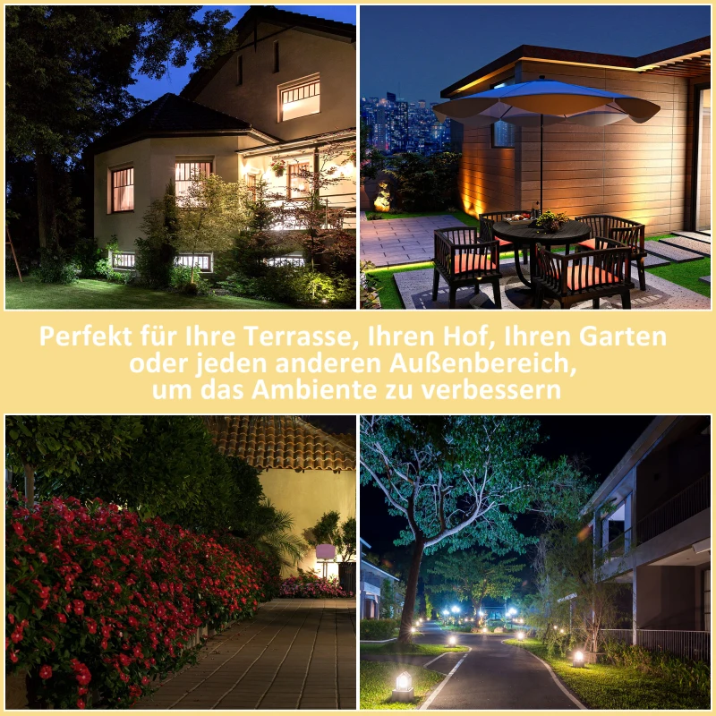 Outsunny Solarlampen für Außen Gartenleuchte mit Solarpaneel Ø23,5 x 60 cm Schwarz LED Solarbetrieben Aluminium Rahmen 2 Lichtmodi Garten Gartenbeleuchtung Außenbeleuchtung