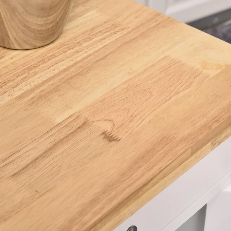 HOMCOM Carrello da Cucina Salvaspazio con Cassetto Armadietto e Ripiano, Mobile Cucina Carrello da Portata con 4 Ruote per Sala da Pranzo, Bianco