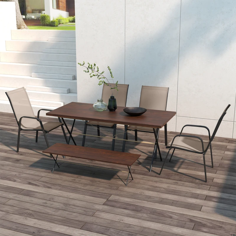 Outsunny Set of Four Stackable Mesh Seat Chairs - Grey