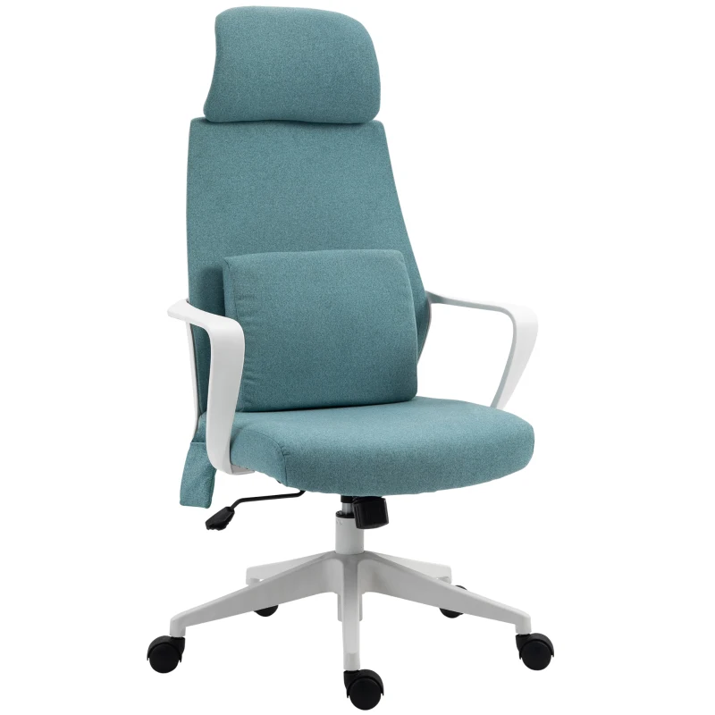 Vinsetto Bürostuhl höhenverstellbarer Drehstuhl Massagesessel ergonomischer Chefsessel mit Massagefunktion Gamingstuhl Nylon Blau 62 x 60 x 114-122 cm