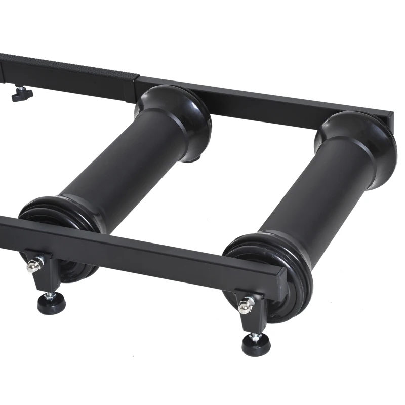 HOMCOM Rullo per Bicicletta Portatile Allenamento Fitness da Casa, Supporto Bici da Terra con Lunghezza Regolabile 49x16x82-137cm