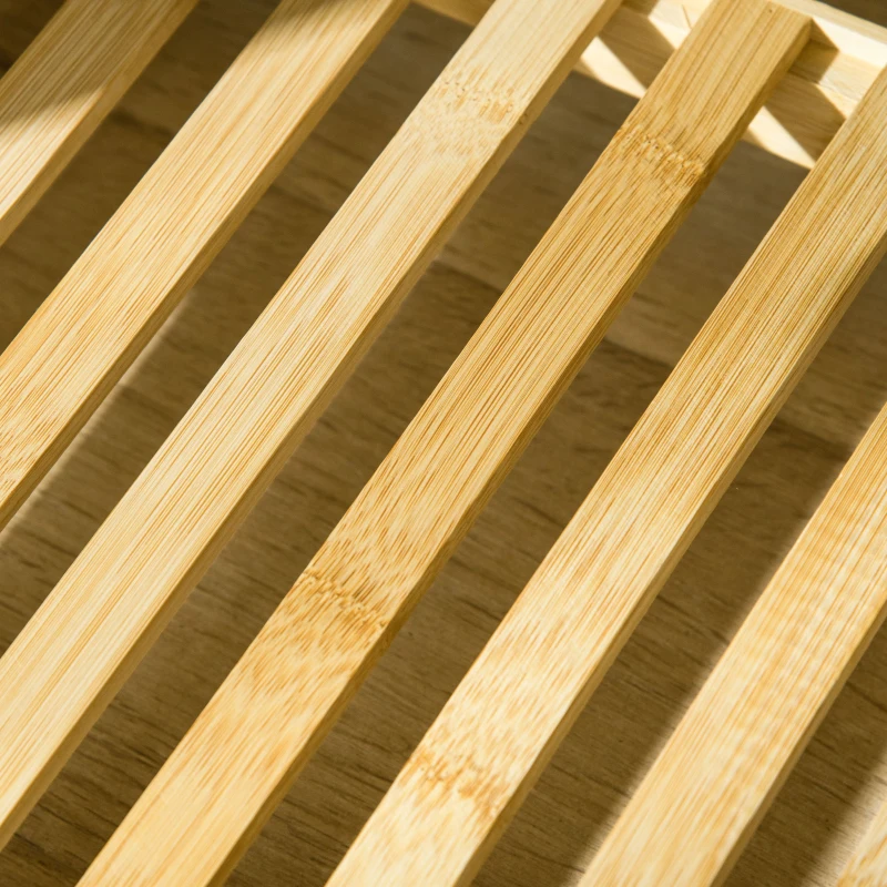 HOMCOM Appendiabiti da Terra in Legno di Bambù, Attaccapanni con Mensole Laterali per Ingresso e Camera da Letto, 90x30x155cm