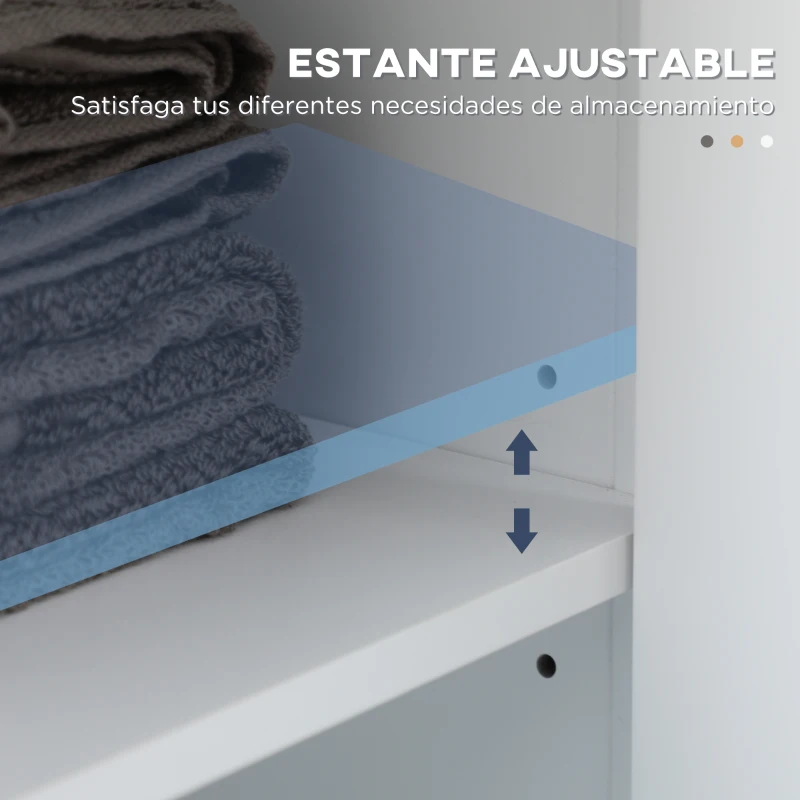 kleankin Columna de Baño Estantería para Baño con 2 Puertas Estantes Ajustables Armario Alto tipo Vitrina 45x30x170 cm Blanco