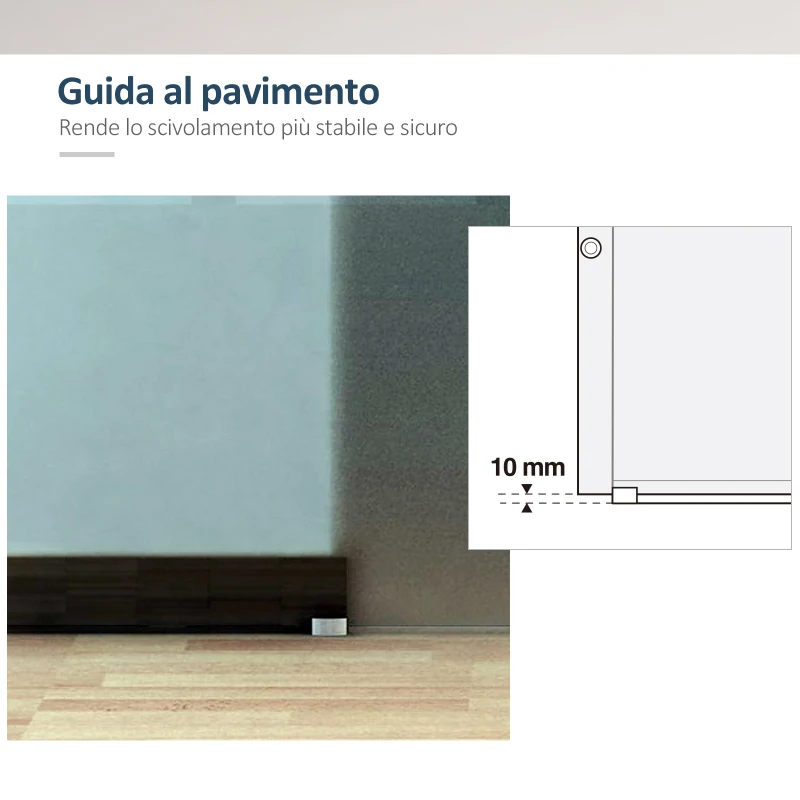 HOMCOM Porta Scorrevole Interna in Vetro Smerigliato e Satinato con Binario B3 in Alluminio per Bagno Cucina Studio Vetro 205x 90x 0,8cm