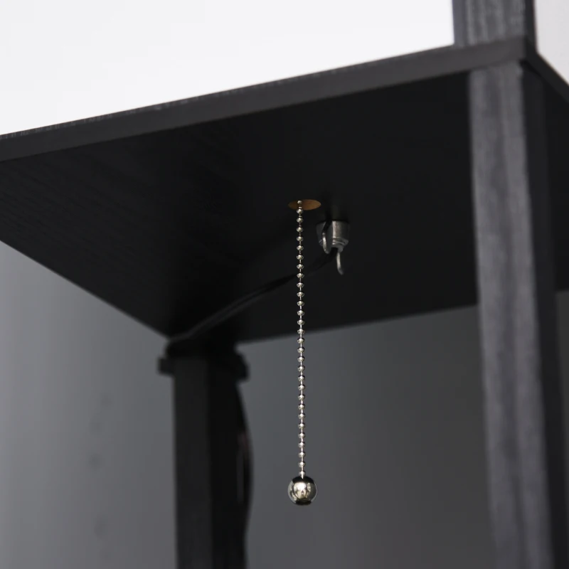 HOMCOM Lámpara de Pie de Madera con Estante para Bombilla E27 Potencia Máx. 40W Lámpara Moderna 26x26x156 cm Negro y Blanco