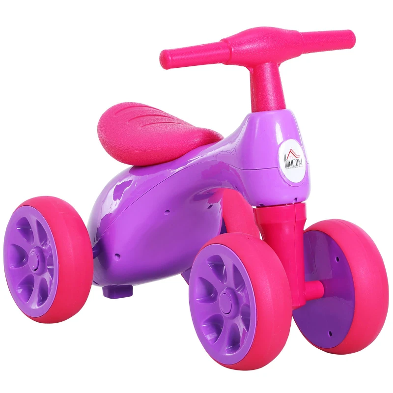 HOMCOM Baby Balance Bike Toddler Training Walker Smooth Rubber Wheels Ride on Toy Storage Bin Gift for Boys Girls Violet Fuchsia