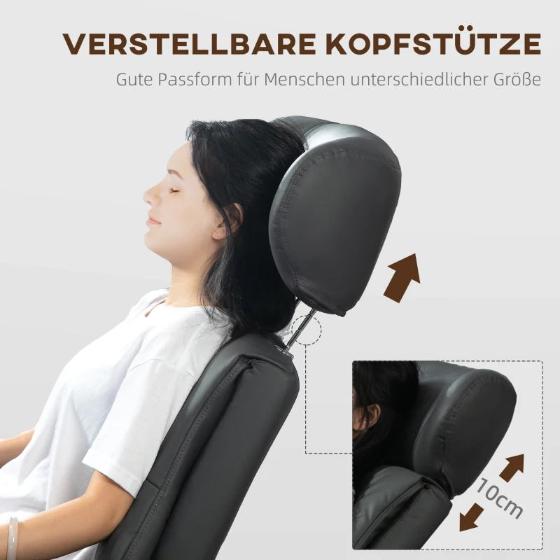 HOMCOM Relaxsessel mit Hocker, Liegefunktion, drehbar, Lederoptik, bis 150 kg, Dunkelgrau