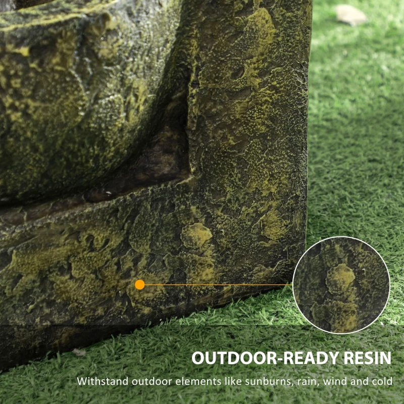 Outsunny Garden Water Feature Waterfall Fountain with 4-Tier Stone Look Bowls, Adjustable Flow