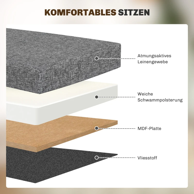 HOMCOM Fußhocker mit Stauraum, faltbares Design, weiche Polsterung, für Flur, Wohnzimmer, Schlafzimmer, Dunkelgrau