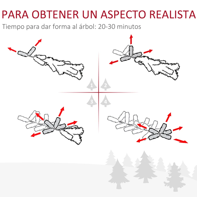 HOMCOM Árbol de Navidad Nevado Artificial 180 cm Árbol de Navidad con 300 Luces LED Blanco Cálido 618 Ramas Ignífugas de Plástico Decoraciones Incluidas y Base Plegable Ø65x180 cm Verde