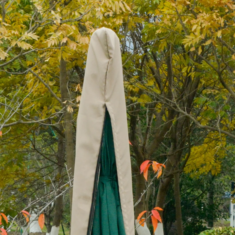 Outsunny Copertura per Ombrellone Impermeabile, Copri Ombrellone da Giardino Antistrappo, Cachi Φ63 x 164cm