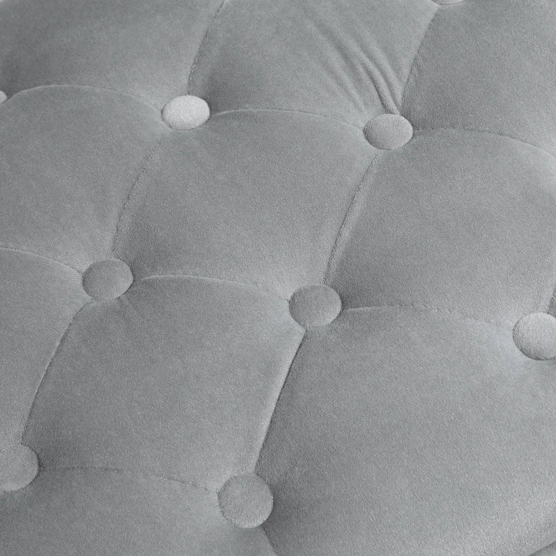 HOMCOM Banc Banquette Pouf Tabouret de Rangement avec 2 Petits Tabourets Peluche Courte 75 X 40 X 24cm Gris Clair