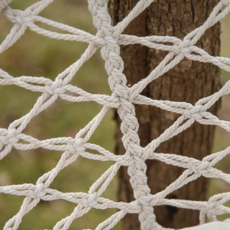 Outsunny Silla Colgante Redondo de Ø60 cm Silla Hamaca Columpio con Cojín y Cuerda de Algodón para Interior y Exterior 80x80x42 cm Beige