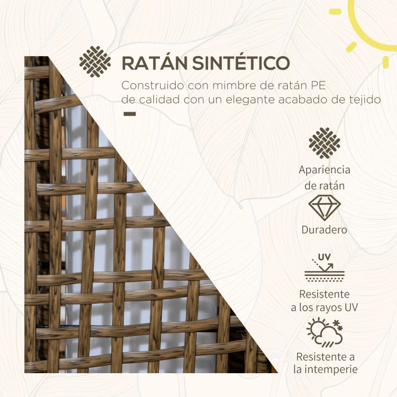 Outsunny Lámpara Solar de Ratán Sintético con Luces LED Encendido/Apagado Automático para Exterior 15,5x15,5x46 cm Arena