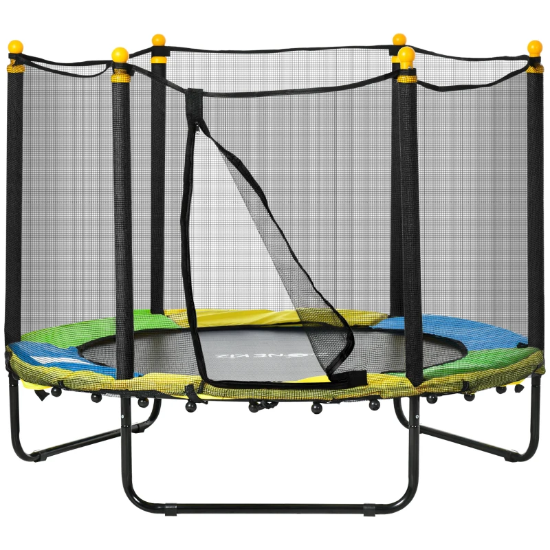 ZONEKIZ Trampoline rond enfant avec filet de protection capacité 50 kg pour adultes et enfants diamètre 140 cm bleu et noir