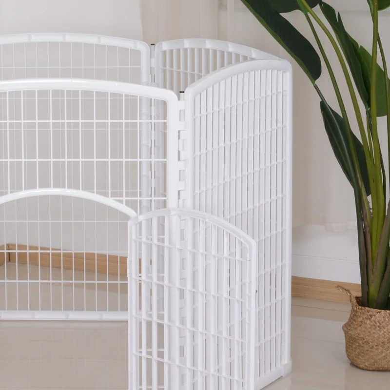 PawHut Luxe parc enclos modulable 6 panneaux + 1 porte verrouillable pour chiens lapins rongeurs petits animaux intérieur et extérieur 65 x1.7 x 95 cm plastique PP blanc